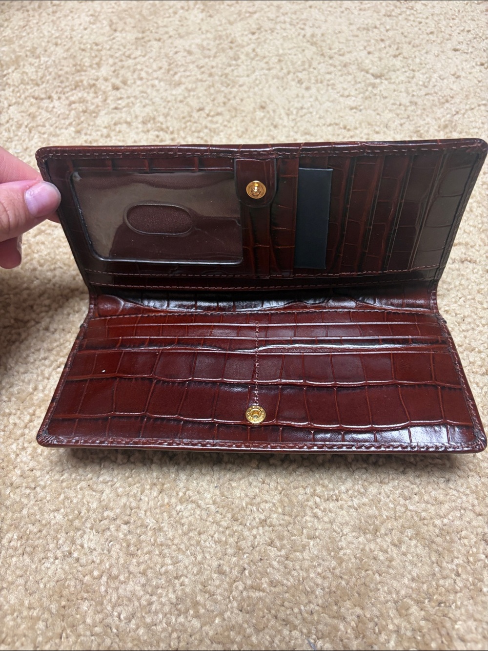 Brahmin Dark Brown Croc-Embossed Leather Wallet - Picture 3 of 7